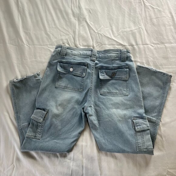 KanCan Light Wash High Waist Straight Leg Cotton Blend Cargo Jeans | Size 9 - Picture 7 of 9